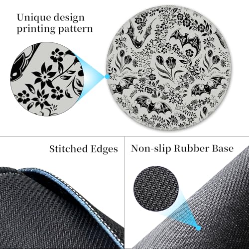 Hancynir Goth Bat Floral Round Mouse Pad, Small Mousepad for Office Desk - color: Goth Bat
