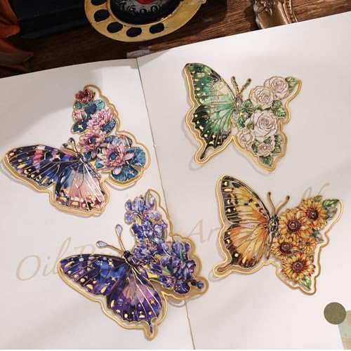 4 Pieces Metal Butterfly Bookmarks, Golden Clips Bookmark Oil Painting Theme Book Mark Bookmarks for Book Lovers Women Writers Readers Children Teens - color: Clip Design