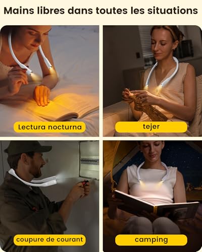 Glocusent Neck Book Light, Rechargeable Neck Lights for Crafts Reading - color: White