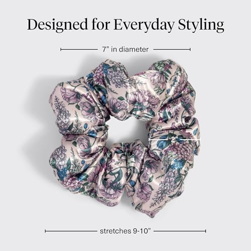 Bridgerton x Kitsch Satin Scrunchies for Women - Toile De Blue, 2pcs - color: Toile De Blue