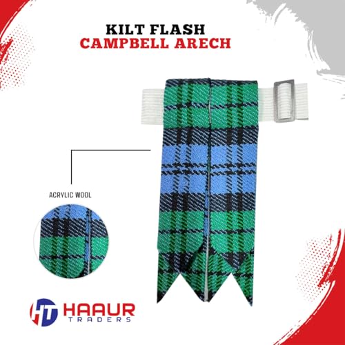 Men's Men's Tartans Kilt Flashes with Heavy Buckle Elastic Adjusters Fit - color: Campbell Arech