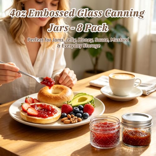 STARDISDE 4oz Small Glass Mason Jars 8-Pack, Canning Jars with Lids - color: Clear08-4oz