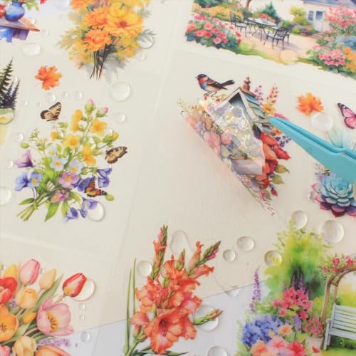 30 Sheets Precut Colorful Garden Landscape Stickers Book for Junk Journal Supplies, Transparent PET Stickers for Journaling, Scrapbooking, Bujo, Collage, Card Making - color: Colorful Nature