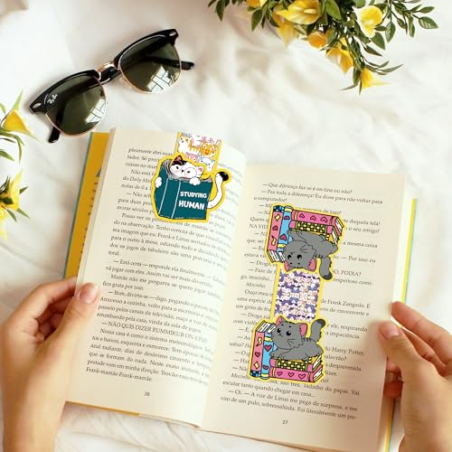 Cat Magnetic Bookmarks, Kawaii Book Markers for Women Book Lovers - style: Cute Cat