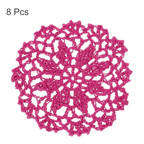 uxcell Fabric Coasters, 8pcs 4" - Cotton Woven Crochet Doilies, Lace Embroidery Cup Mat with Floral Pattern for Wedding Party Decoration (Rose Red) - color: Rose Red