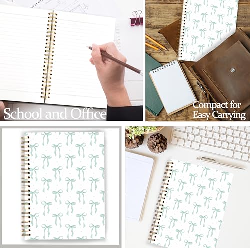 GDJIEGBC Preppy Sage Green Bow Notebook 5.5x8.3in - color: Color-D