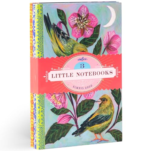 eeBoo Piece & Love: Birds Little Notebooks - Set of 3, 5.75 x 4, 64 Pages Each, Nature Themed Pocket Journals, Notes-Sketch-Draw, Lines & Grid Dot - style: Birds