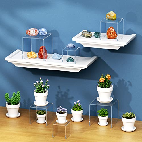 NIUBEE Acrylic Risers Display Stand 2 Set, Clear Display Risers Shelf,3x4x5 - size: (3,4,5)" x2Set