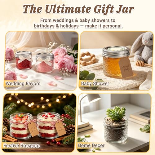 STARSIDE 4oz Mini Glass Mason Jars 12-Pack with Airtight Split Lids - color: Clear06-4oz