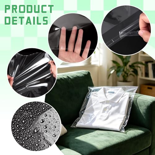 VOKOY 100 Pack 12 x 16 Inch Crystal Clear Sleeves Storage Bags, Self Sealing Cellophane Bag Resealable Page Protectors Artwork Protectors Clear Poly Bags for Clothes Shirts Gift Wrappers Party Favors - size: 12 x16 Inch, style: 100 Pack