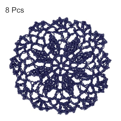 uxcell Fabric Coasters, 8pcs 4" with Floral Pattern Navy Blue - color: Navy Blue