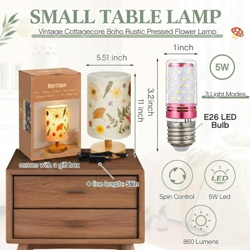 Hortsun Pressed Flower Vintage Table Lamp,Modern Style - color: Modern Style