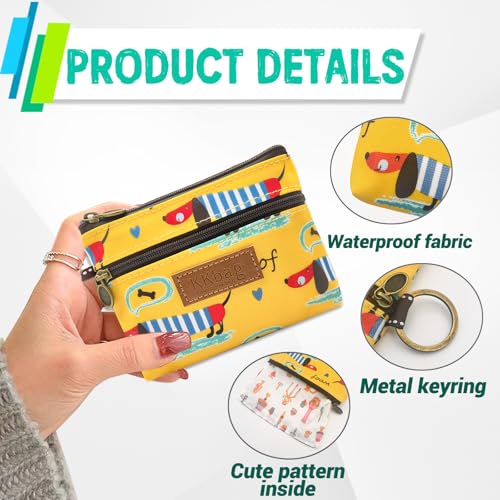 Coin Bag, Waterproof Coin Wallet Small Coin Purse with Zipper and Keyring, Cute Coin Pouch for Women and Girls, Change Purse Mini Storage Bag for Coin, Cards, Lipsticks, Keys (yellow) - color: yellow dog