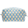 Checkered Makeup Bag for Purse, Small Travel Cosmetic Pouch,Blue Beige - color: Blue Beige