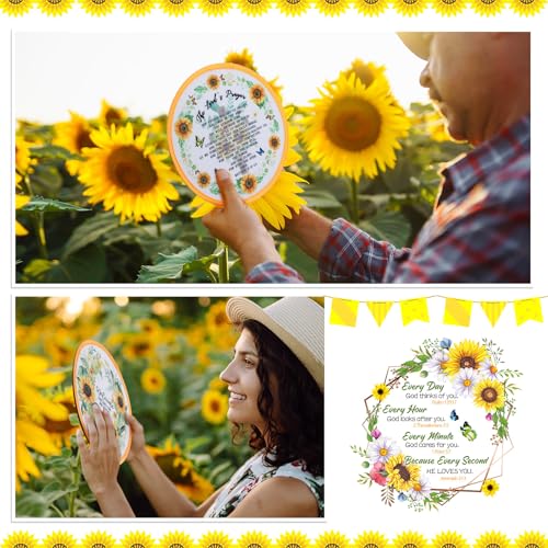 Gejoy 24 Pcs Christian Church Sunflower Fly Disc Hand Fan Foldable 8 Style - color: Sunflower