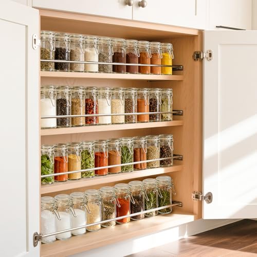 ComSaf Small Glass Spice Jars with Airtight Lids 4 oz 6 Pack with Labels - size: 4 fl oz x 6