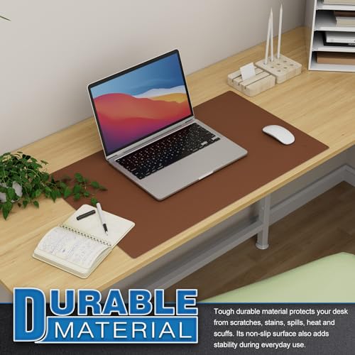 K KNODEL Small Office Desk Mat, Leather Mouse Pad (23.6"x13.8", Brown) - color: Brown, size: 23.6" x 13.8"