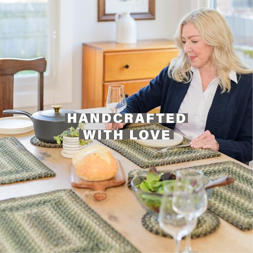 Homespice Pinecone Braided Placemats for Rustic Decor, Rect 13x19 Set of 4 - color: Pinecone