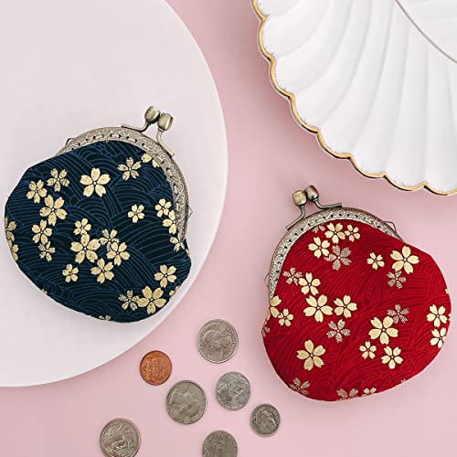 Wrapables Stylish Decorative Coin Purse, Clasp Wallet, Red Blossoms - color: Red Blossoms
