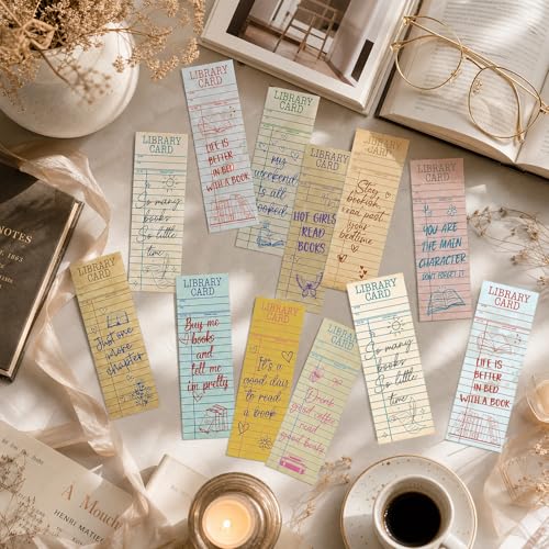Vintage Library Card Bookmarks Gifts - Cosmisun 100 Pcs Reading List Book Mark Tracker for Book Lovers Retro Quote Page Marker Clip Favors for Women Men Office Students Teacher Bookish Supplies - color: Vintage Library Card