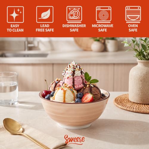 Sweese 10 oz Small Ceramic Bowls Set of 6, 4.8 Inch Neutral Serving Bowls for Yogurt, Fruit, Dessert, Snacks and Small Portions, Stackable Porcelain Bowls for Everyday Use - color: Neutral, size: 10oz (Medium)