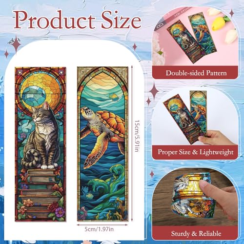 Stained Glass Animal Transparent Bookmark - Wxiben 10 Pcs Fantasy Animals Transparent PVC Bookmark Cat Turtle Book Mark Page Clips Gifts for Women Men Book Lovers Bookish Readers Accessories - style: Stained Glass Animal