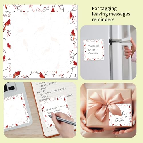 Cute Sticky Notes 3 x 3 in, 2 Pack Self Stick Note Pads with Fun Patterns, Strong Adhesive Memo Pads for Office School Home, 80 Sheets per Pad Red Bird - color: Red Bird