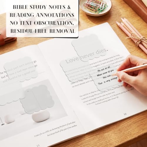 Eaasty 400 Sheets Transparent Sticky Notes 8 Pads Scalloped, Clear White - color: Clear White