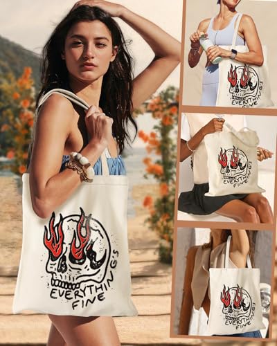 Miss Adola Cute Aesthetic Canvas Tote Bag for Women - color: Skeleton
