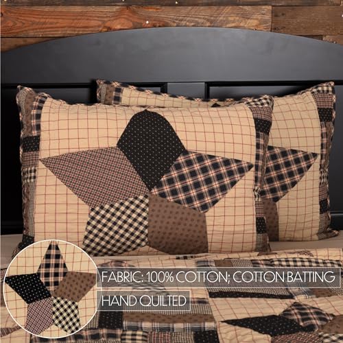 VHC Brands, Bingham Star, Cotton, 21x27, Standard Sham, Black - size: 27" x 21" (Pack of 1)