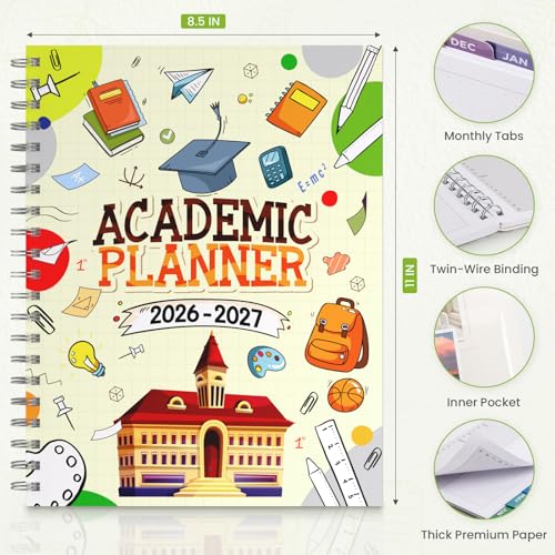 Oucaru Academic Planner 2026-2027 Weekly & Monthly Student Planner 8.5"x11" - color: Beige（8.5"x11"）