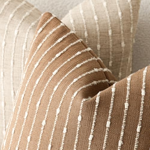 Foindtower Boho Striped Boucle Lumbar Throw Pillow Cover 12x20 Rust Tobacco - color: Tobacco, size: 20" x 12" (Pack of 2)