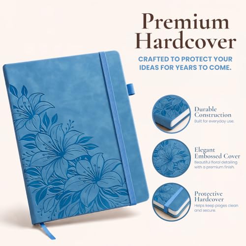 Lined Journal Notebook Hardcover Leather Bound 300 Pages A5 Blue Cute Diary - color: Blue, size: A5 300 Pages