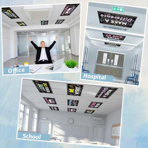 6Pcs Inspirational Fluorescent Light Covers for Classroom Ceiling Light 4x2Ft Motivational Word Magnetic Lights Cover Filter Easy Install for Back to School Office Hospital Ceiling Supply (Blackboard) - color: Blackboard