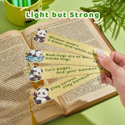 4 PCS Panda Bookmark Rules, Funny Metal Book Marks for Reading Women, Teens Teacher Planner,Book Lovers Gifts - style: Panda Ruler