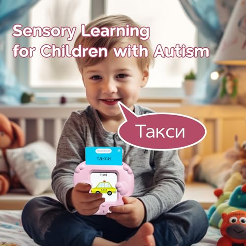 English Talking Flash Cards Bilingual for Kids - Russian, Pink - color: Russian, size: Pink