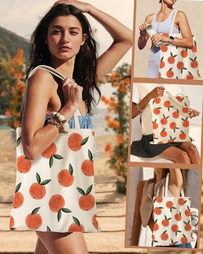 Miss Adola Cute Aesthetic Canvas Tote Bag for Women - color: Peach