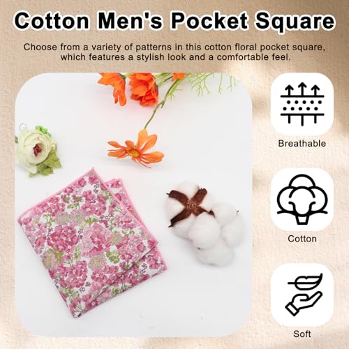 Cotton Floral Handkerchiefs for Men Wedding Evening Daily Work Prom - color: Pink,green,white