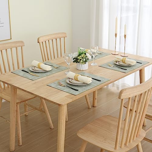 Homaxy PU Faux Leather Placemats for Dining Table, Set of 6, Grass Green - color: Grass Green