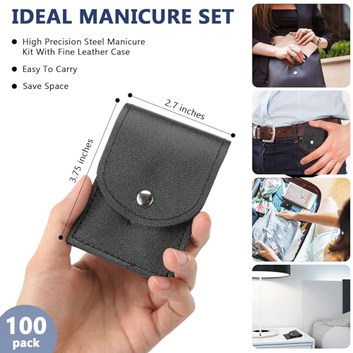 Lasnten 100 Bulk Nail Clipper Set Bulk Manicure Kit Stainless Steel Pedicure Professional Nail Care Kit with Travel Case Portable Grooming for Husband Men Women Family(Black,4 in 1) - color: Black, size: 4 in 1