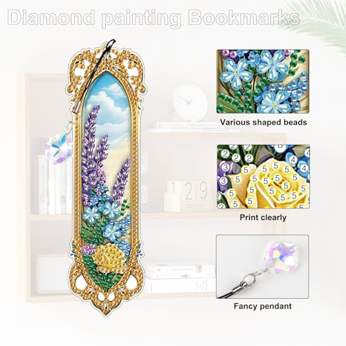 Tontut 3pcs Diamond Art Painting Kit Bookmarks, Mirror Mandala Beautiful General DIY Bookmarks, Lightweight and Durable for Reading Lovers - color: mirrors