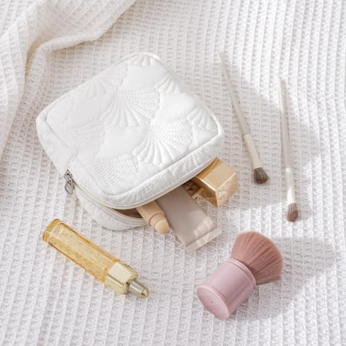 RSRSLEII Seashell Quilted Cotton Makeup Pouch for Purse, Small, White - color: 02Small Seashell