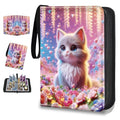 4 Pocket Trading Card Binder, Holds 400 Cards, 3-Ring Binder - color: Cute fantasy cat