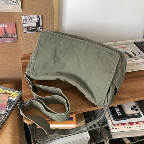 Messenger Bag for Women Men Satchel Bag Canvas Crossbody Shoulder Bag Casual Sling Bag - color: Red