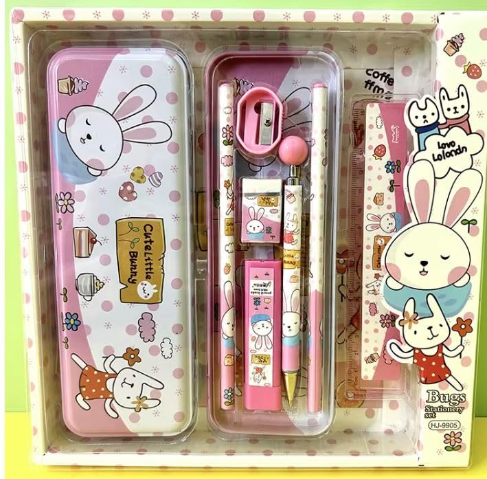 7-In-1 stationary set for kids birthday return gifts (Bear)