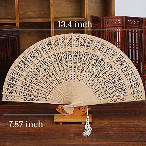 Sandalwood Hand Fans Foldable 50 Pcs with Organza Bags Wedding Favor - color: Generic-50pcs With Organza Bags