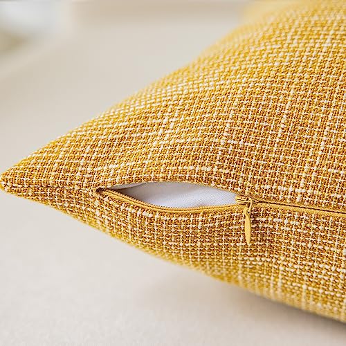 Kevin Textile Throw Cushion Cover Faux Linen Home Decorative Hand Made Pillow Cases for Sofa Use, 16"x16"(2 Pieces, Honey Yellow) - color: Honey Yellow, size: 16" x 16" (Pack of 2)