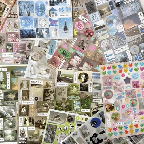 Japanese Stickers for Journaling Supplies, Kawaii Journal Stickers for DIY - color: Midnight