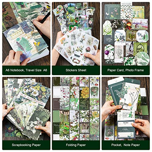 Scrapbook Supplies Kit, Vintage Junk journaling Supplies, Scrapbooking Kit - color: Botanical