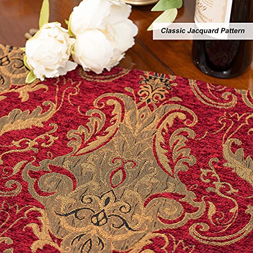 Loom and Mill Luxury Chenille Damask Placemats for Christmas, Set of 6, Red - color: Red_florence, size: 6 Pieces